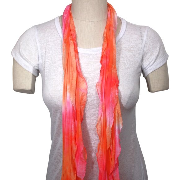 Tangerine Sherbert Flutter Scarf Lightweight Women Accessory Muitiwear - Picture 6 of 6